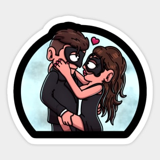 Mysterious Romance Man And Woman Sticker